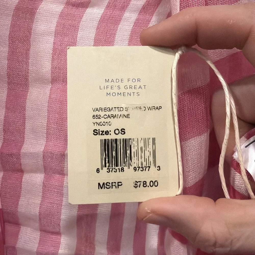 Faherty Variegated Striped‎ Wrap 652 Caramine Women's One Size NWT  100% Modal